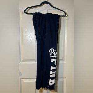VS PINK sweatpants in dark blue with logo in white - straight-legged, size S